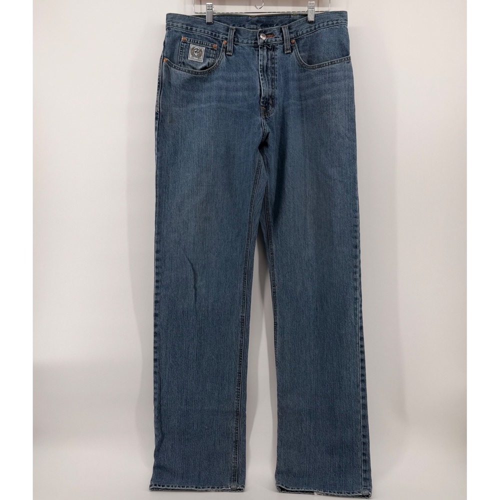 Cinch Mens Straight Leg Western Denim Jeans Blue Medium Wash 36x37 *Flaws*